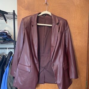 Express Maroon Leather Blazer